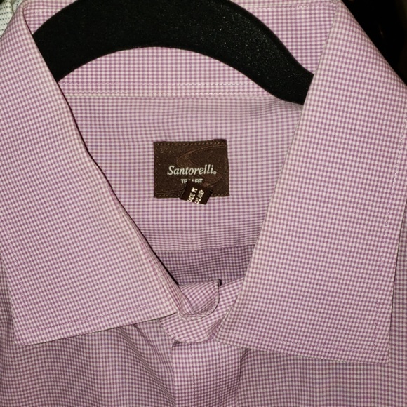 santorelli dress shirts Santorelli Mens Purple Glen Check Button Front Dress Shirt Trim Fit Sz 17.5